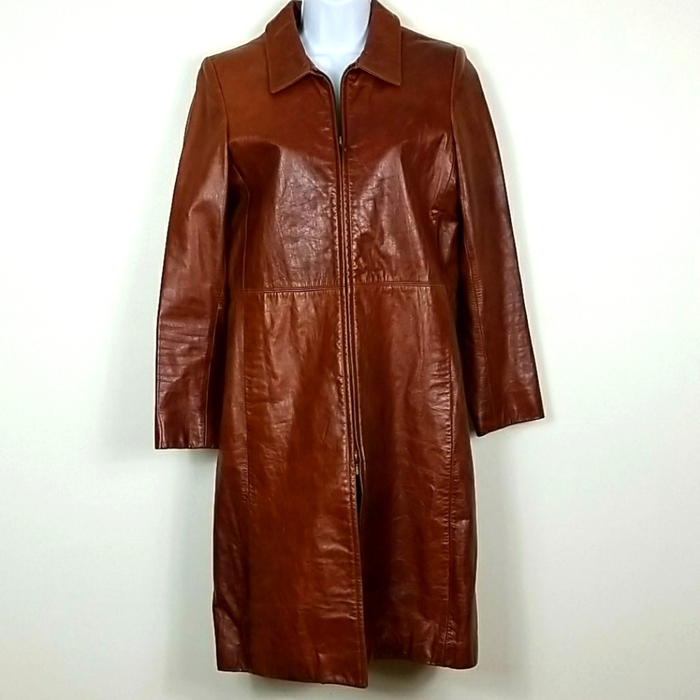 Identify Size 6 Brown 100% Real Leather Coat!